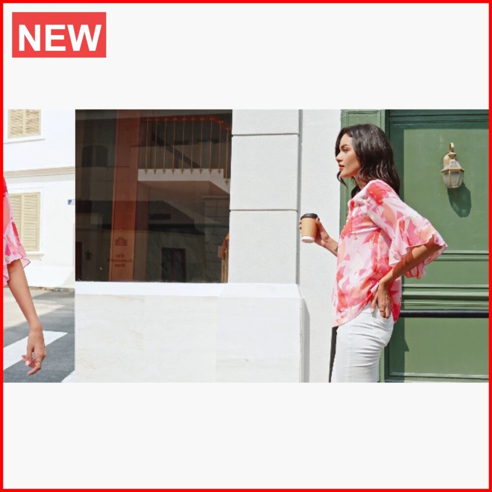 Polyester 3/4 Sleeve Button Down Blouse with V-Ne… - image 7